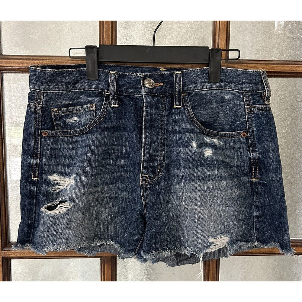 American Eagle Outfitters Womens Cut Off Jeans Shorts Distressed Blue Size US 4